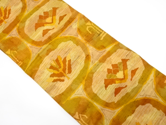 JAPANESE KIMONO / NAGOYA OBI / SILK / FUSHI TSUMUGI / WOVEN FLOWERS